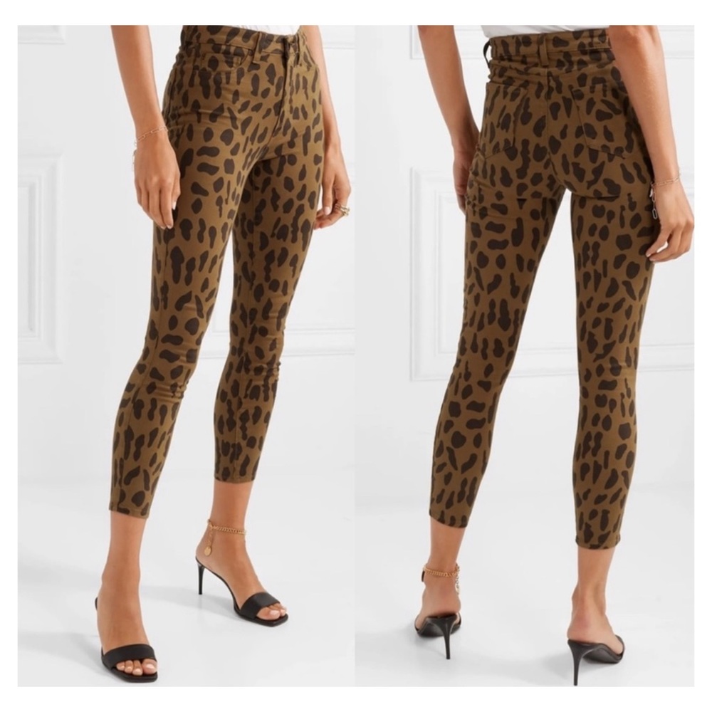NWT L'Agence Margot Spot High-Rise Ankle Skinny Animal Print Jeans
